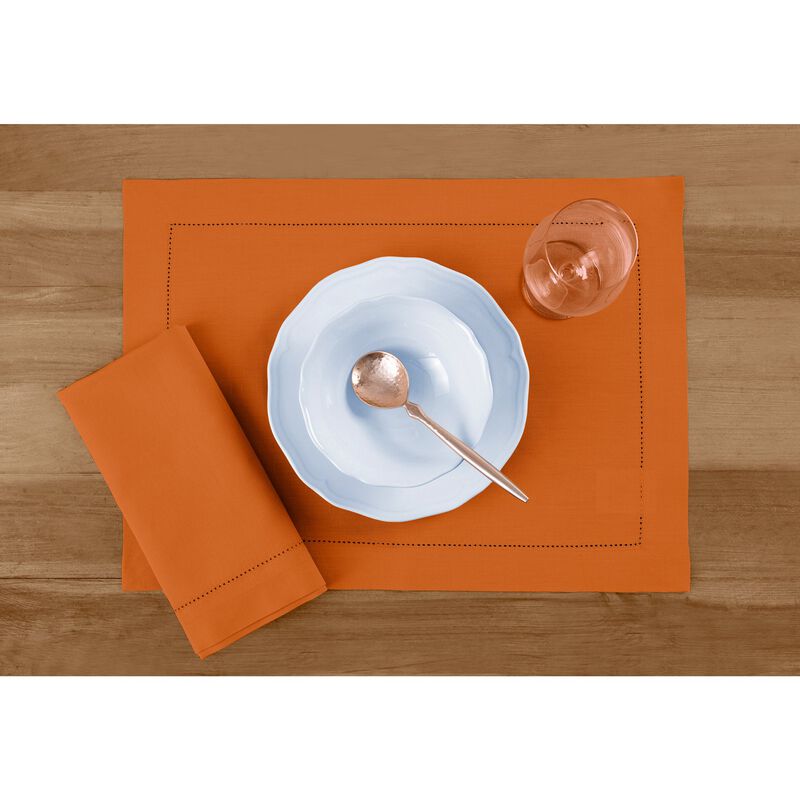 Solino Home Cotton Linen Hemstitch Dinner Napkins &ndash; Set of 4, 20 x 20 in, Machine Washable, Holiday and Everyday Dining