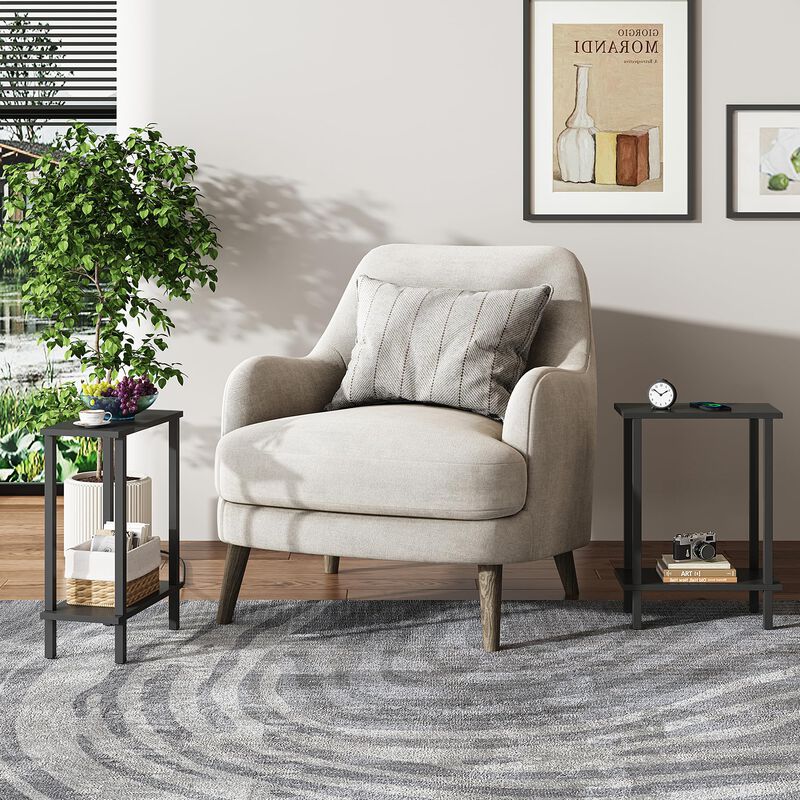 TUTOTAK Small Side Table, Narrow End Table, Skinny Sofa Table, Slim Nightstand, Couch Table, Living Room, Bed Room, Black TB01BK