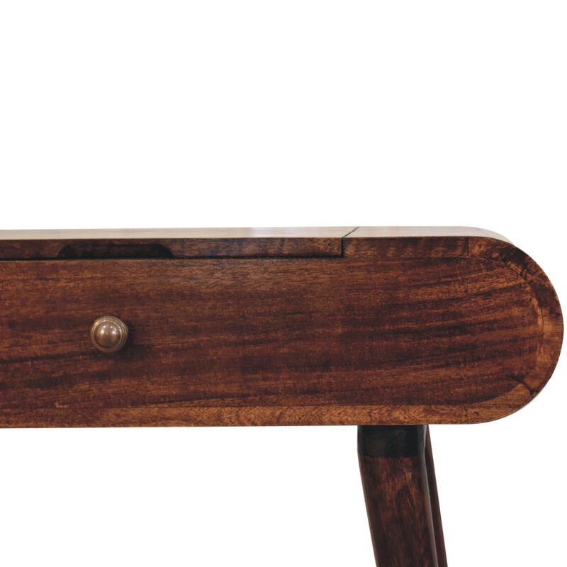 Artisan Furniture Solid Wood Mini California Walnut Dressing Table with Foldable Mirror