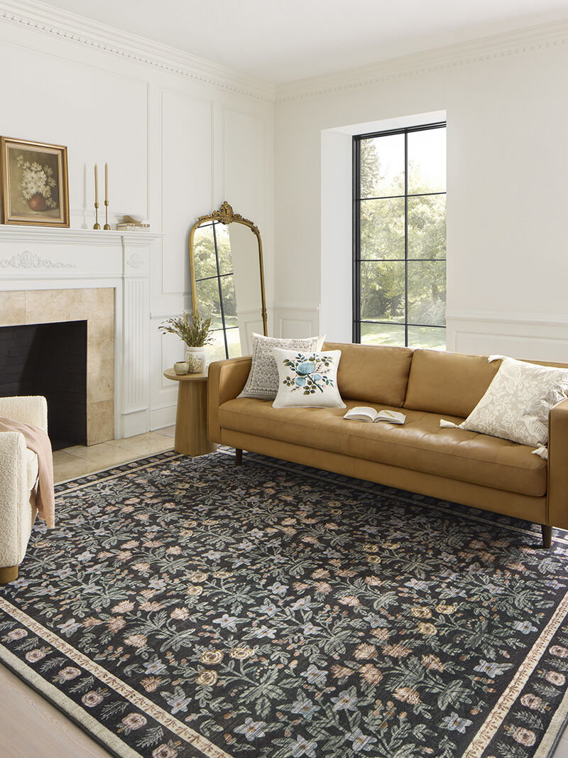 Eden Mughal Garden EDE02 Black 7'6" x 9'6" Rug by Rifle Paper Co. x Loloi