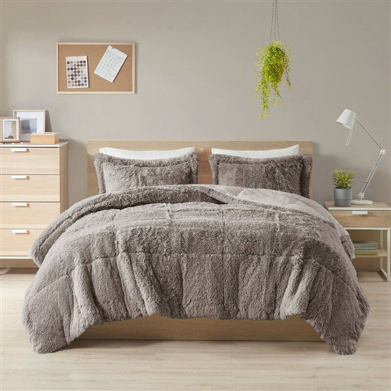 Soft Sherpa Faux Fur 3-Piece Comforter Set with Shams