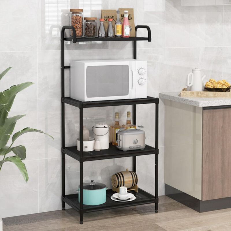 Hivvago 4-Tier Kitchen Microwave Storage Rack with Metal Shelves