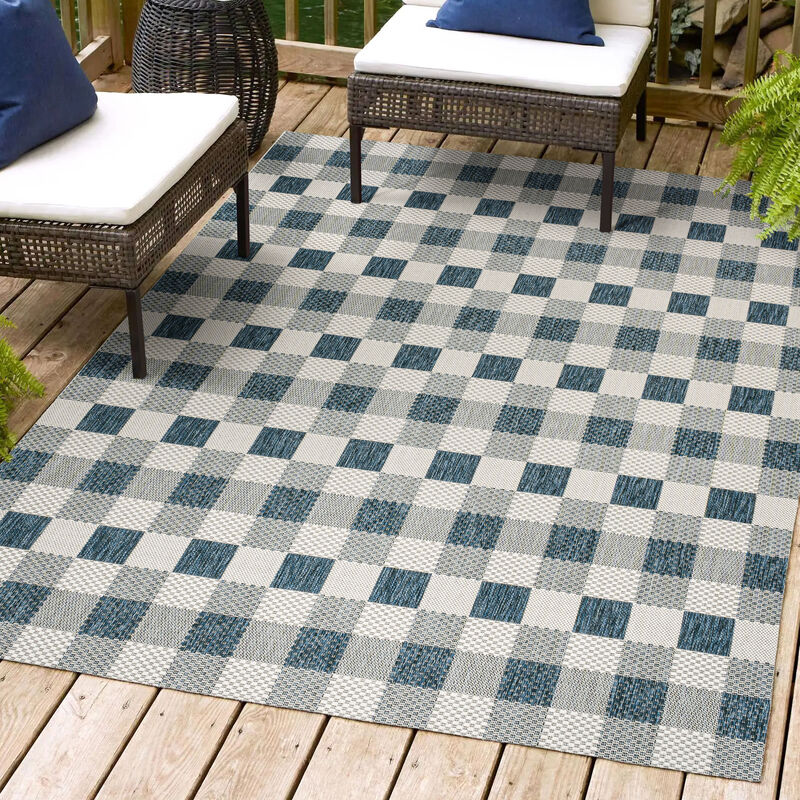 Darcy Traditional Geometric Bold Gingham Indoor/Outdoor Area Rug