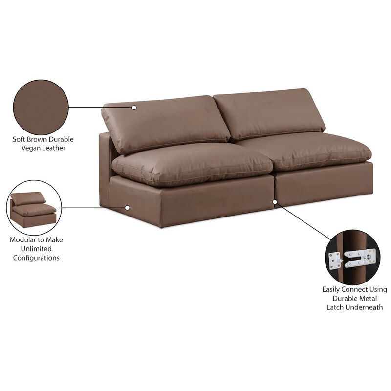 Meridian Furniture Comfy Brown Vegan Leather Modular Sofa