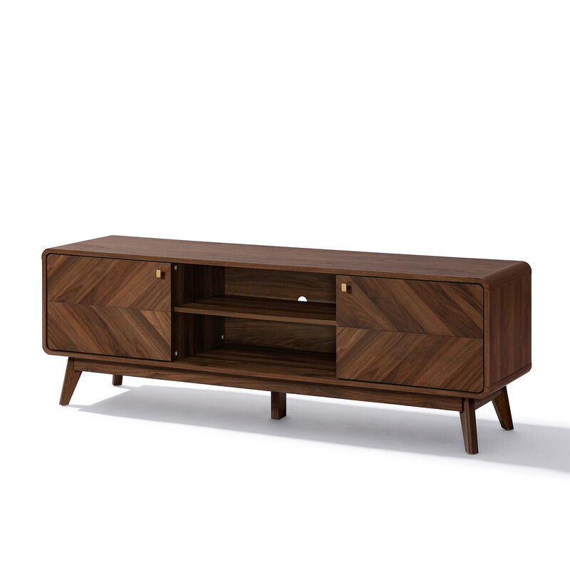 63" Centro Wood TV Console with Tapered Legs image number 0