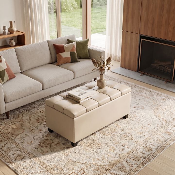 Simpli Home Sienna Storage Ottoman Bench