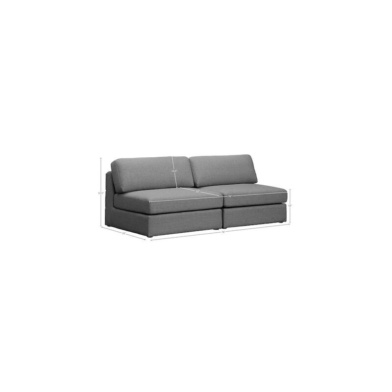 Meridian Furniture Beckham Grey Durable Linen Textured Fabric Modular Sofa