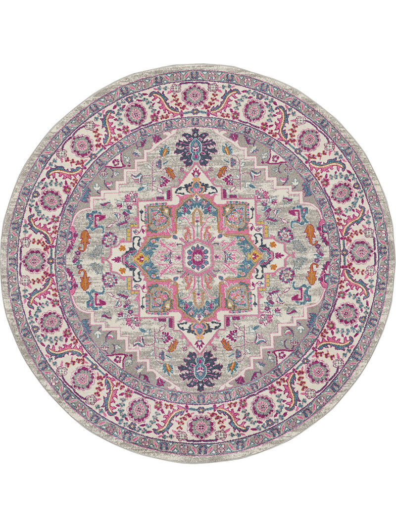 Passion PSN20 Light Gray/Pink 8' x Round Rug image number 0