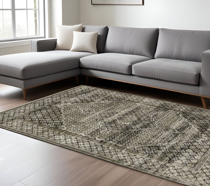 HomeRoots Medallion Area Rug With Fringe