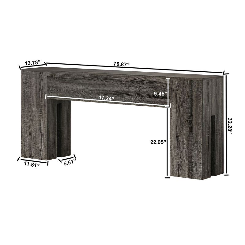 70.8-Inch Wooden Console Table, Sturdy Sofa Table for Hallway or Entryway