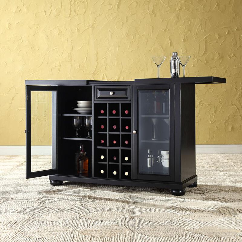 Crosley Furniture Alexandria Sliding Top Bar Cabinet Black