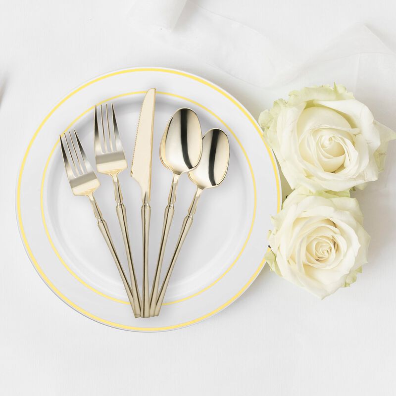 Shiny Gold Moderno Plastic Cutlery Set (40 Sets) image number 7
