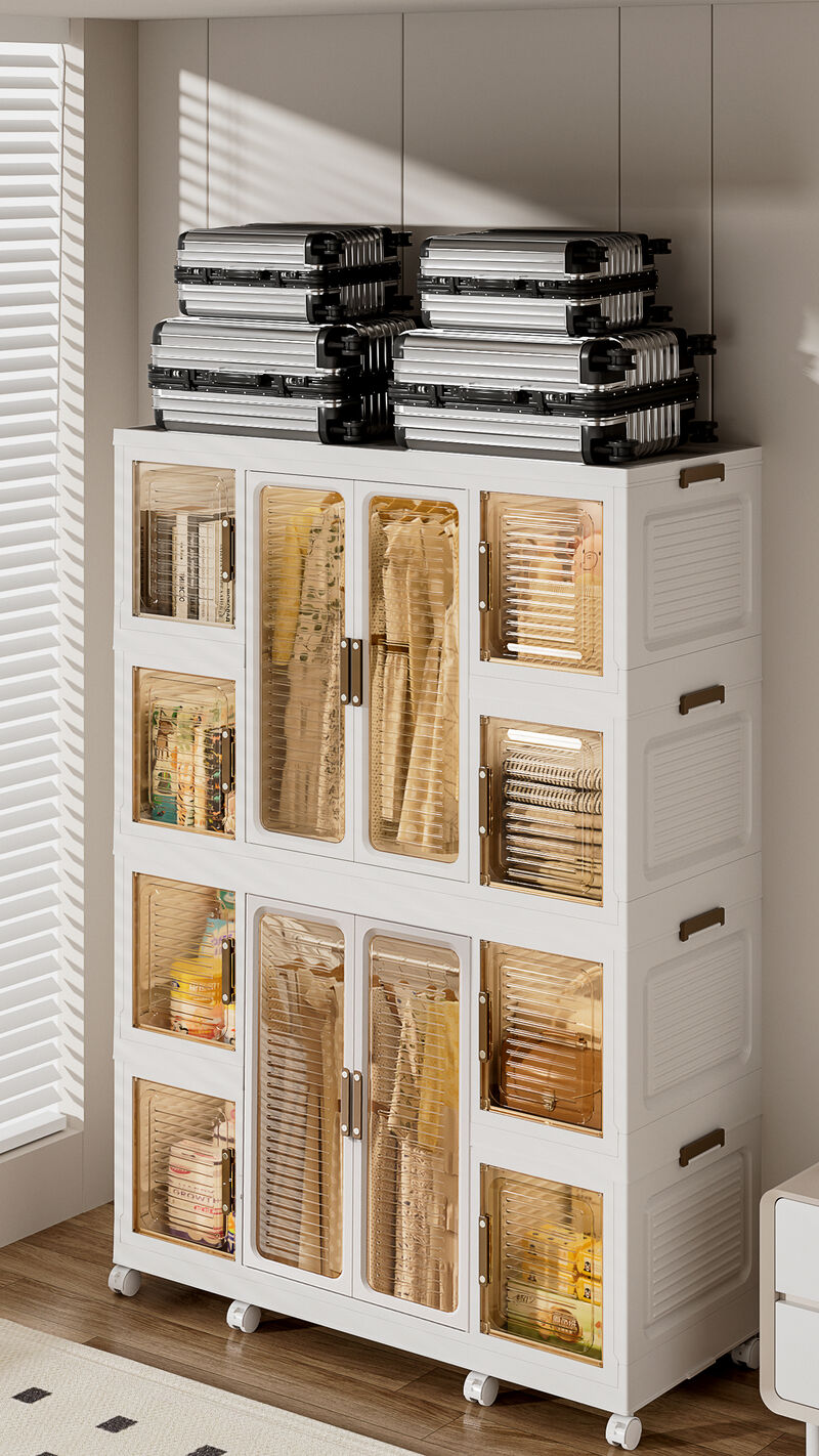 Portable Wardrobe Closet Freestanding Clothes Storage Organizer with Shelves & Hanging Rods