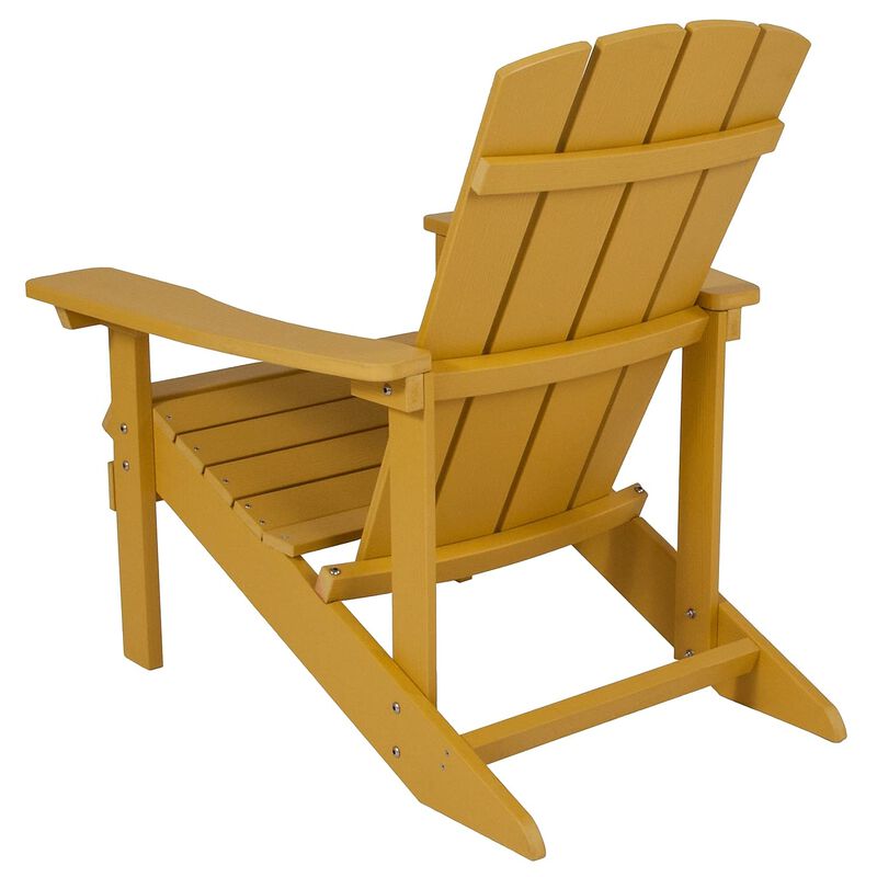 Flash Furniture Charlestown Commercial Grade Indoor/Outdoor Adirondack Chair, Weather Resistant Durable Poly Resin Deck and Patio Seating, Yellow