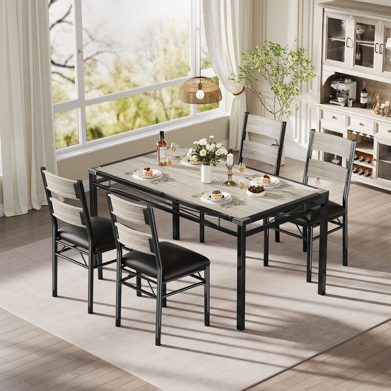 Space Saving 5-Piece Dining Table Set. Sturdy Wood Table & Padded Chairs with Corner Guards. Compact Design for Apartment Kitchen Breakfast Nook image number 1
