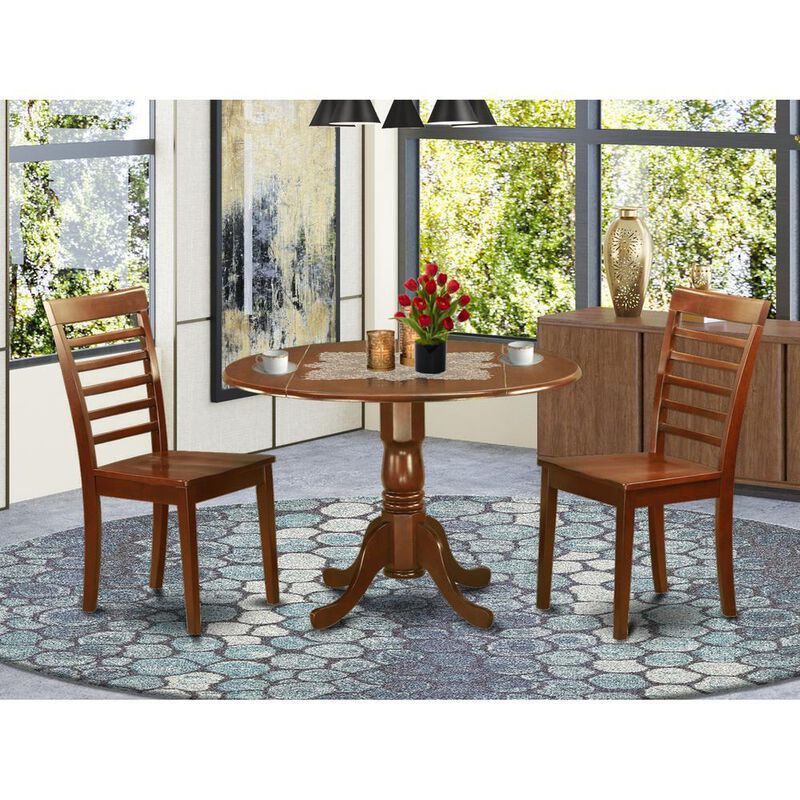 3 PC small Kitchen Table and Chairs set-drop leaf Table and 2 Kitchen Chairs in