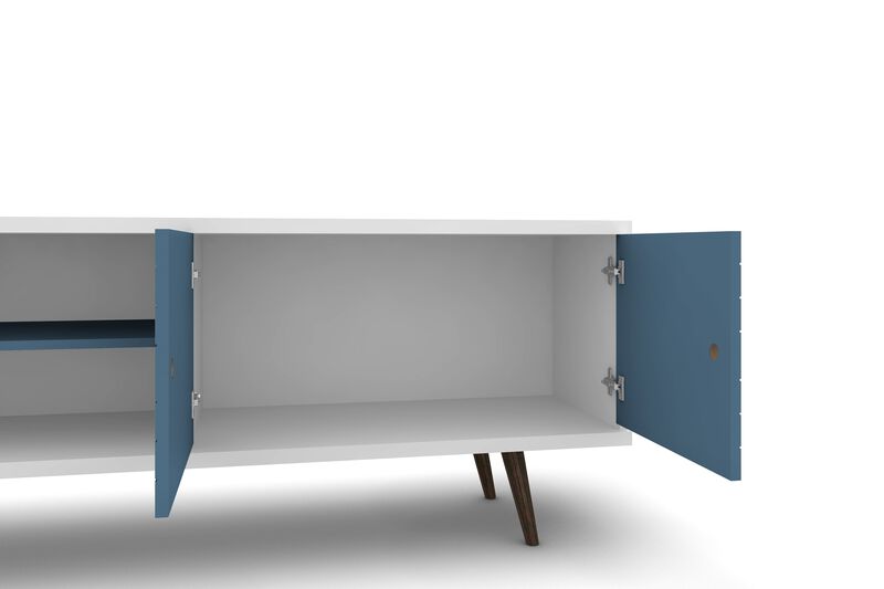 Liberty Large TV Stand in White and Blue