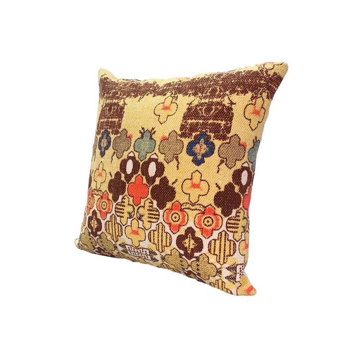 18 x 18 Square Accent Pillows, Printed Unique Quatrefoil Design, Set of 2, Multicolor-Benzara