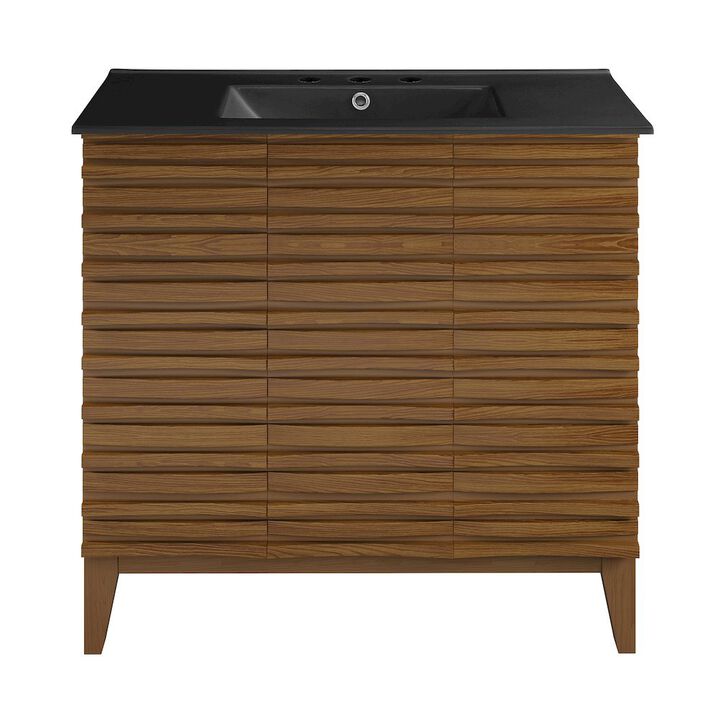 Swiss Madison Cascade 36 in. Bathroom Vanity with 3-Hole Ceramic Sink Top
