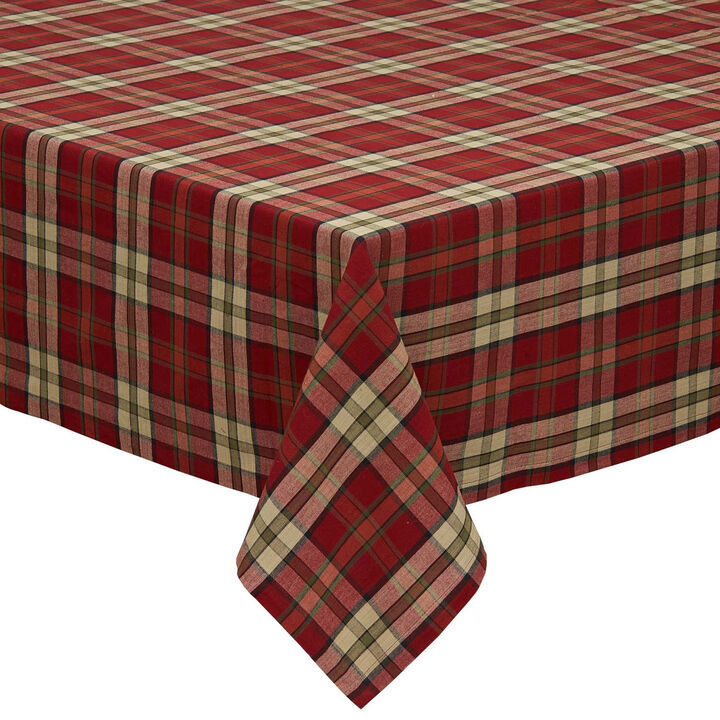 52" x 52" Campfire Red and White Classic Plaid Table Cloth