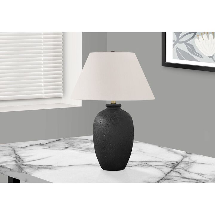 Monarch Specialties I 9721 - Lighting, 24"H, Table Lamp, Black Ceramic, Ivory / Cream Shade, Modern