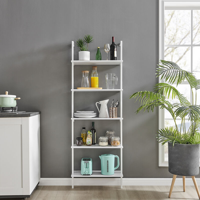 Everett 5-Tier Open Display Stand Wall Mount Modern Metal Frame Ladder Shelf image number 4