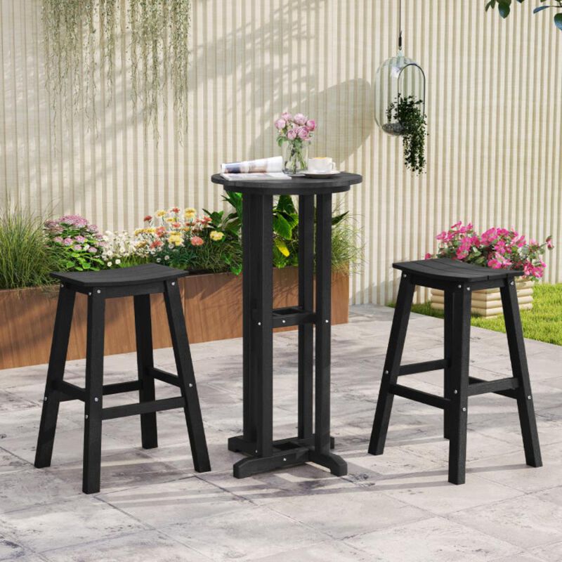 Hivvago 29 Inch HDPE Patio Bar Stool Set of 2 Armless Saddle Stools