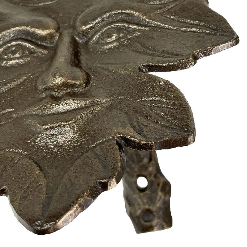 Bronze Finish Cast Iron Leaf Face Door Knocker - Artistic Entry Decor image number 3