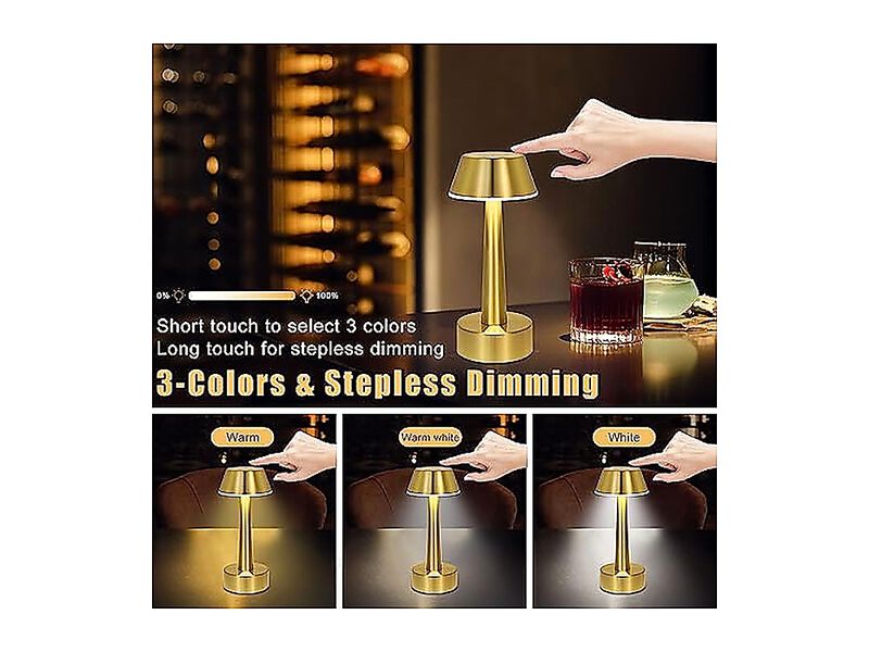 8 Cordless Small Table Lamp Bar Restaurant Rechargeable Battery Operated Touch image number 3