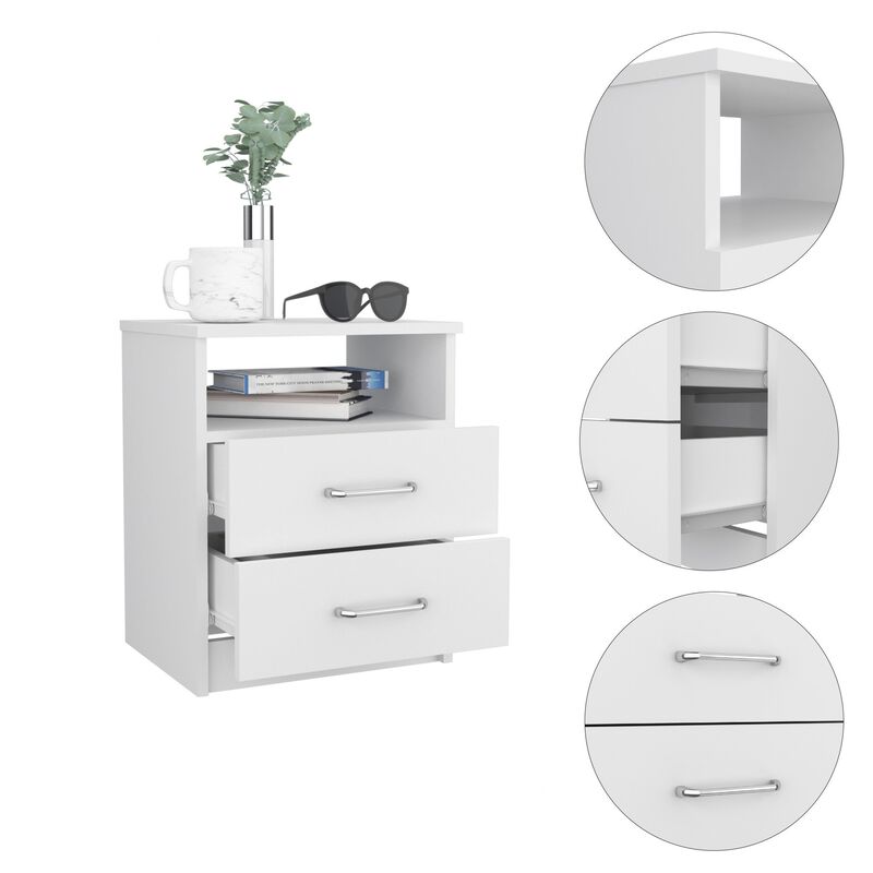 Homezia Modern and Stylish White Particle Bedroom Nightstand