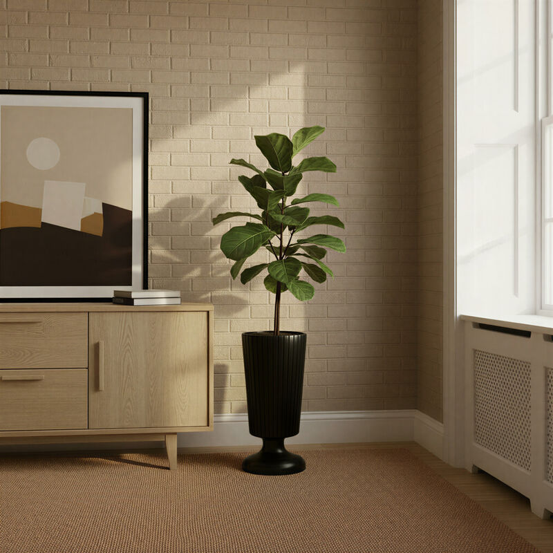 Paulownia Wood Planter and Pedestal End Table, Black image number 6