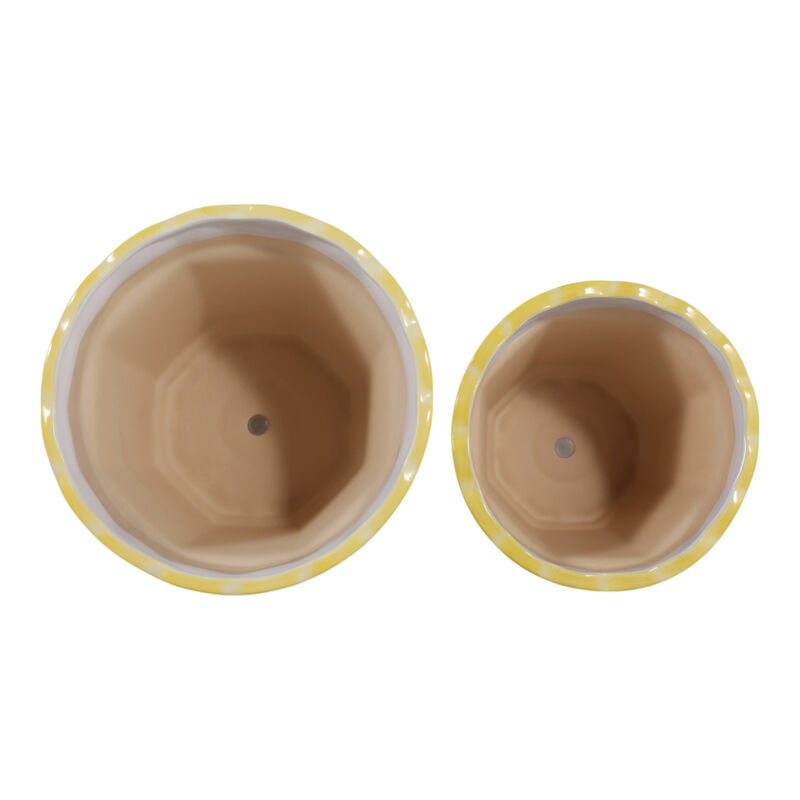 S/2 10/12" Flower Chinoiserie Planters,yellow image number 5