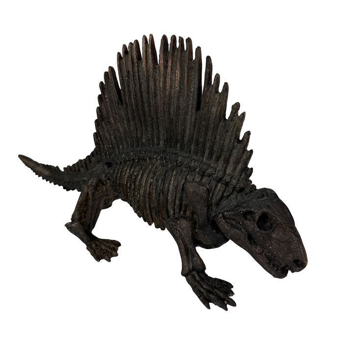 Dimetrodon Dinosaur Statue Fossil Style Brown Polyresin Sculpture 18 Inch