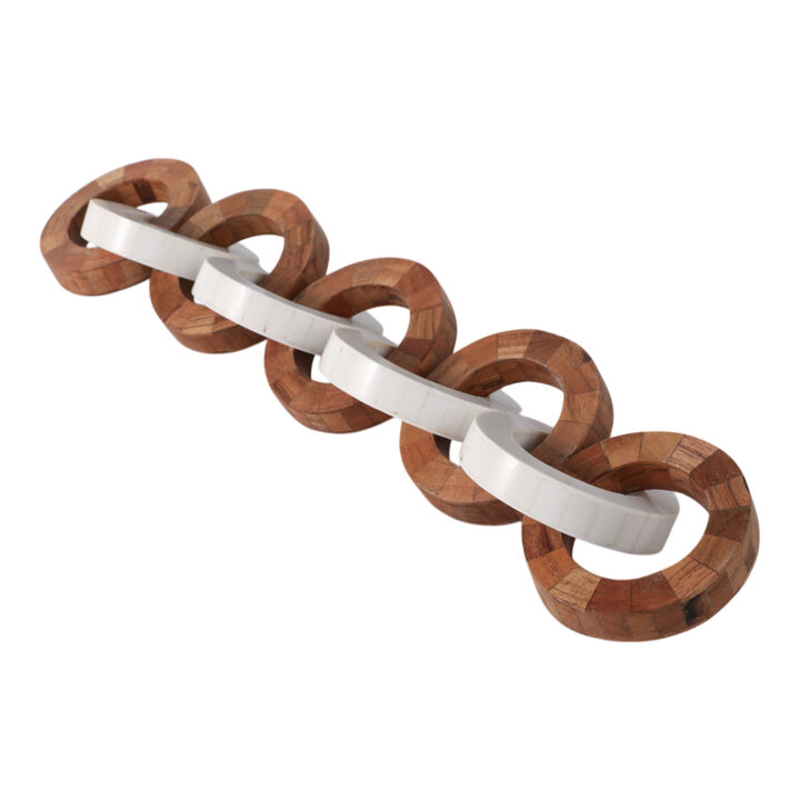 23x4" Wood And Resin Chain, Ivory/brown