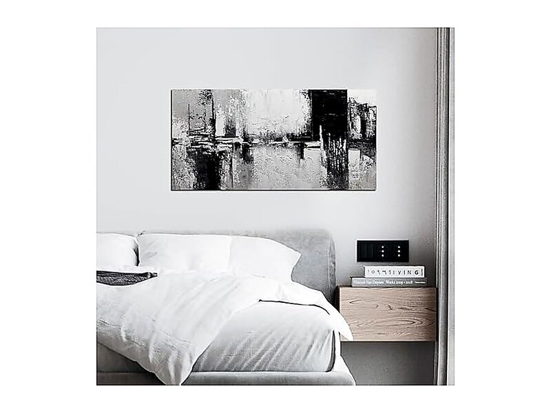 Black White Abstract Wall Art Living Room Textured Canvas Large Minimalist Decor image number 2