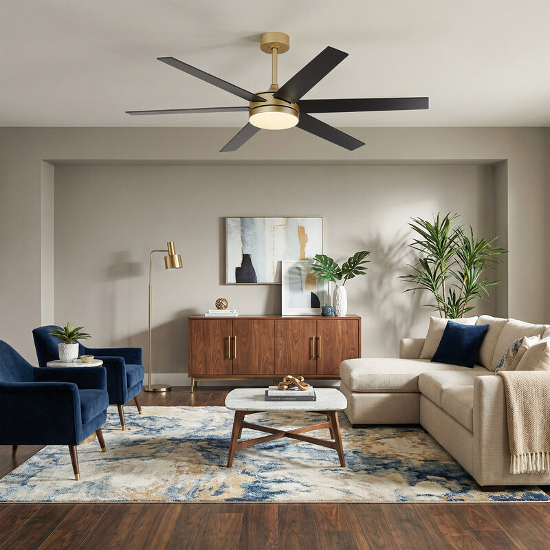 60" Modern Gold Reversible Dimmable Large Smart Ceiling Fan with Light, APP Control and Remote image number 2