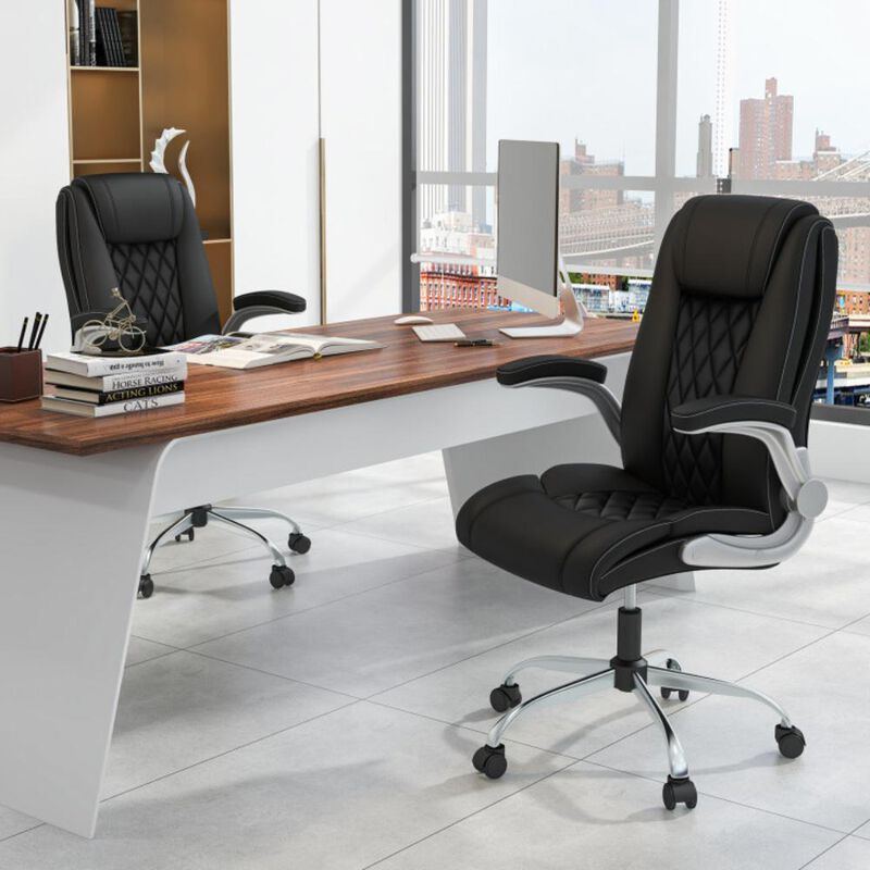 Hivvago Modern Height Adjustable PU Leather Office Chair with Rocking Function