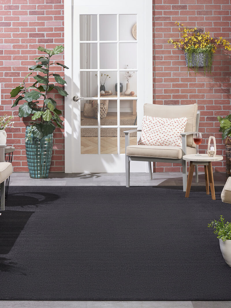 Nourison Essentials NRE01 Black 2'2" x 10' Rug image number 1