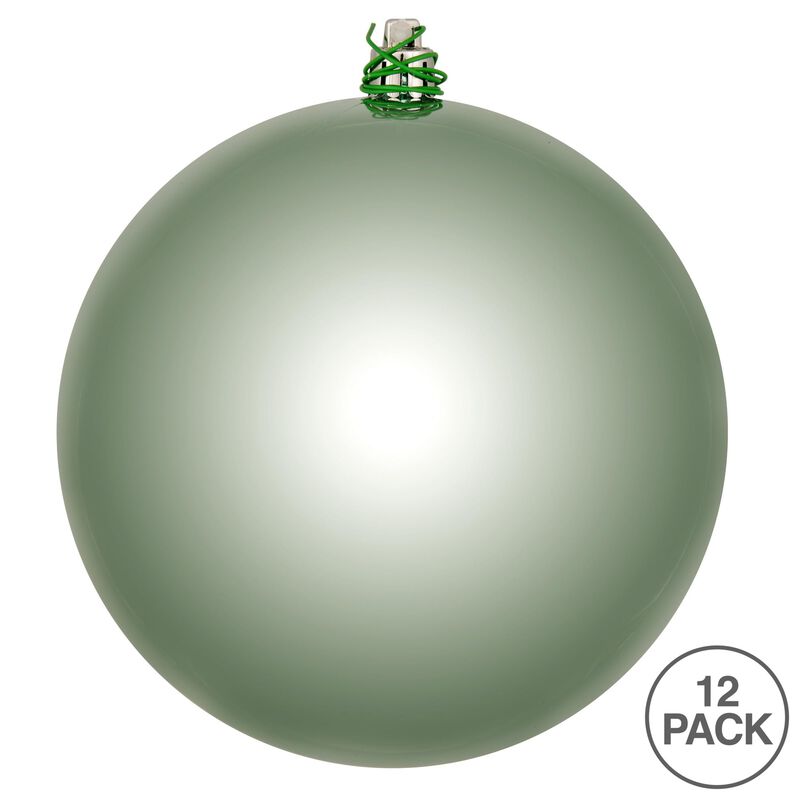 Vickerman 3" Frosty Mint Shiny Ball Ornament. Includes 12 Ornaments per Pack. image number 2