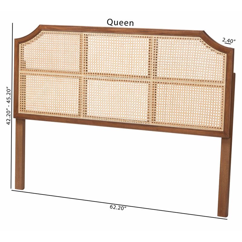 Baxton Studio Hermine Bamboo Woven Headboard - Solid Wood Bed Backrest Panel with Curved Top, Boho Coastal Bed Accent, Queen Size