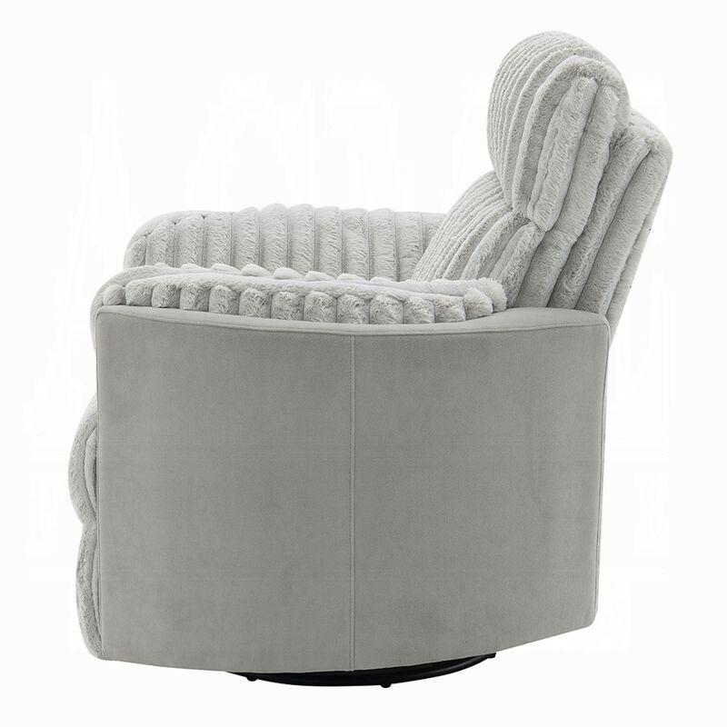 Watsy Manual Glider Recliner Swivel Chair, Modern Gray Corduroy