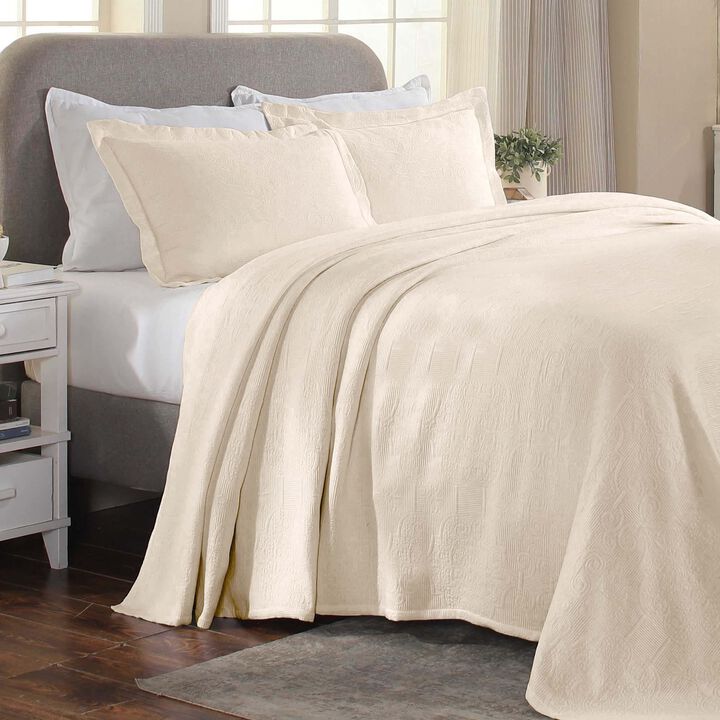 Medallion Pattern Cotton Jacquard Bedspread Set for Full Bedroom Update