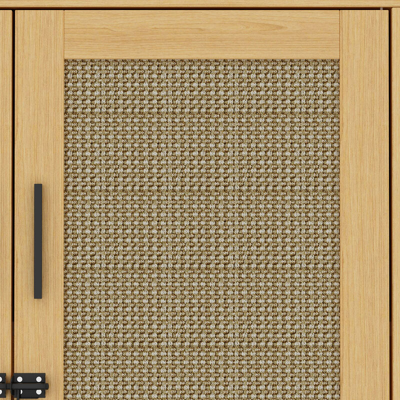 Cat Litter Box Enclosure with Lock Sisal Door, Modern Hidden Litter Box Furniture Cat Washroom Storage for Living Room image number 5