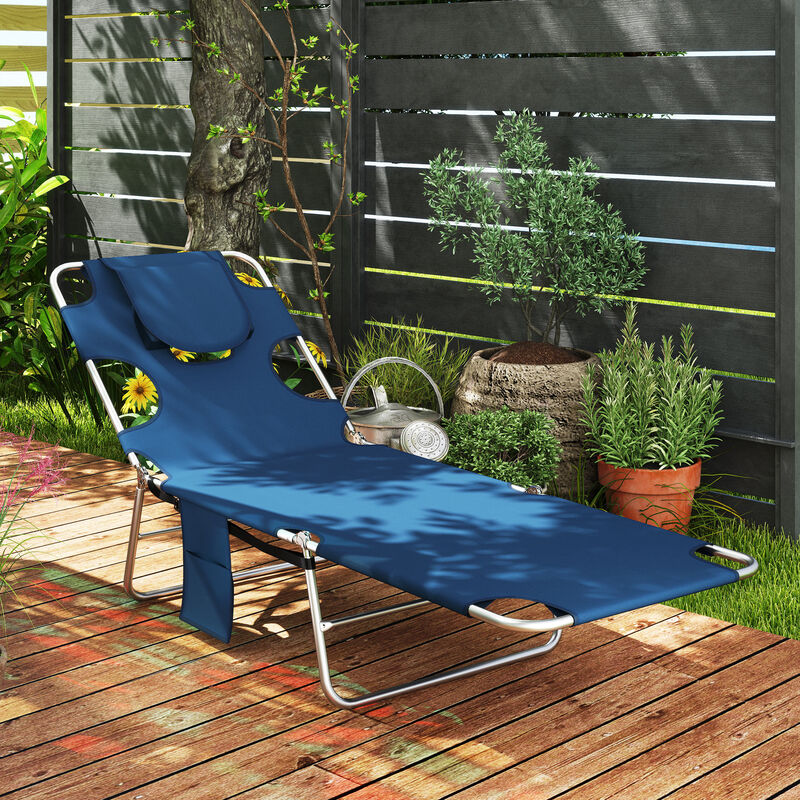 Hivvago Adjustable Outdoor Chaise Lounge Chair with Pillow image number 1