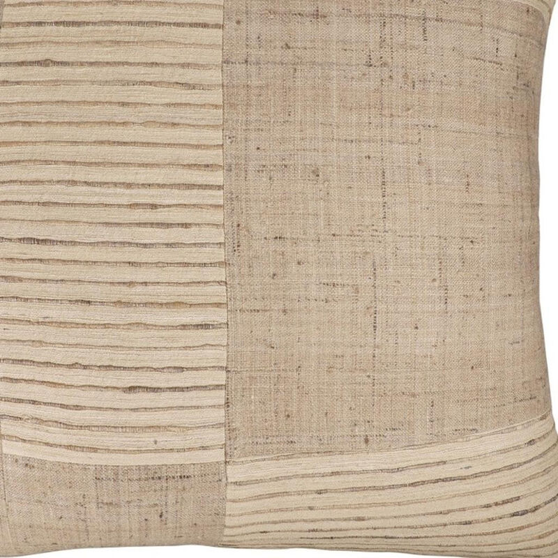 HomeRoots 24" Brown and Beige Geometric Silk Throw Pillow With Embroidery image number 4