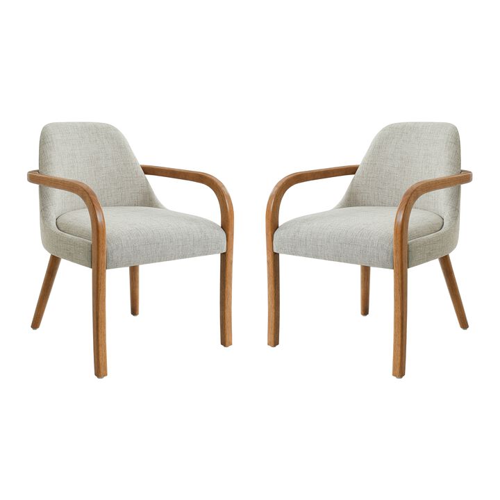 Merax Set of 2 Mid-Century Beige Fabric Dining Chairs