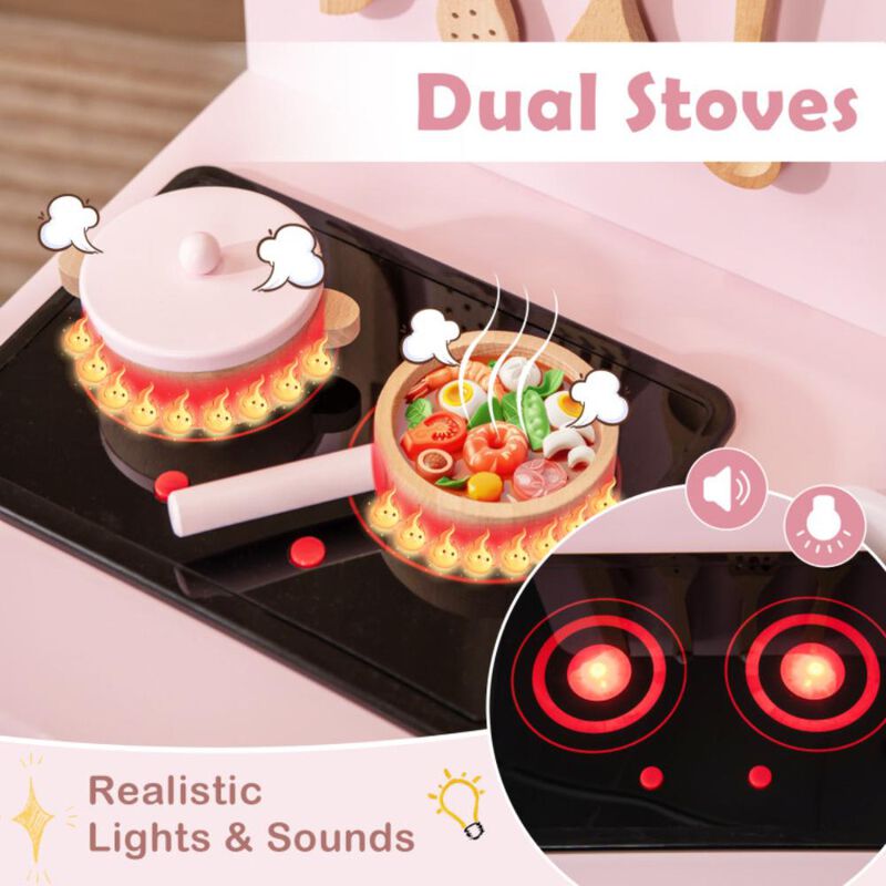 Hivvago Kids Kitchen Playset with Cooking Accessories and Storage