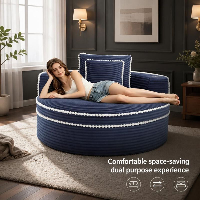 GOODSILO Round Multi-functional Memory Foam Convertible Sofa Bed Sectional Cloud Couch for Small Living Spaces, Apartments and Offices image number 4