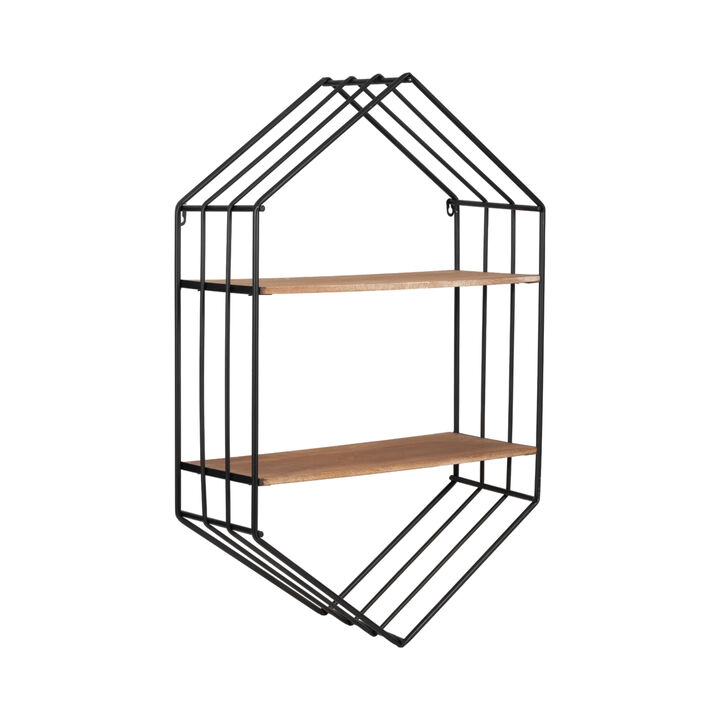 Metal/Wood 20" Hexagon Shelf