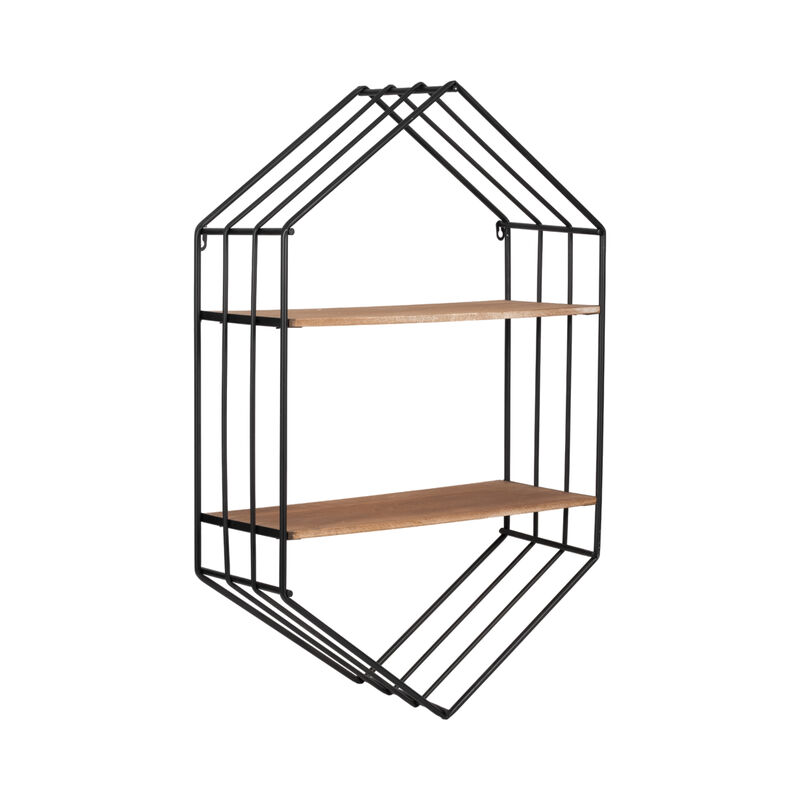 Metal/Wood 20" Hexagon Shelf image number 1